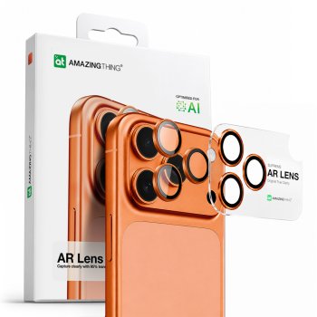 AmazingThing Camera Glass Protector iPhone 17 Pro / Pro Max - with Orange Frame