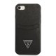 Apple iPhone 8 / 7 / SE (2020) (2022) 4.7\" Guess Saffiano Triangle Logo Cardslot Case Cover (GUHCI8PSATPK), Black