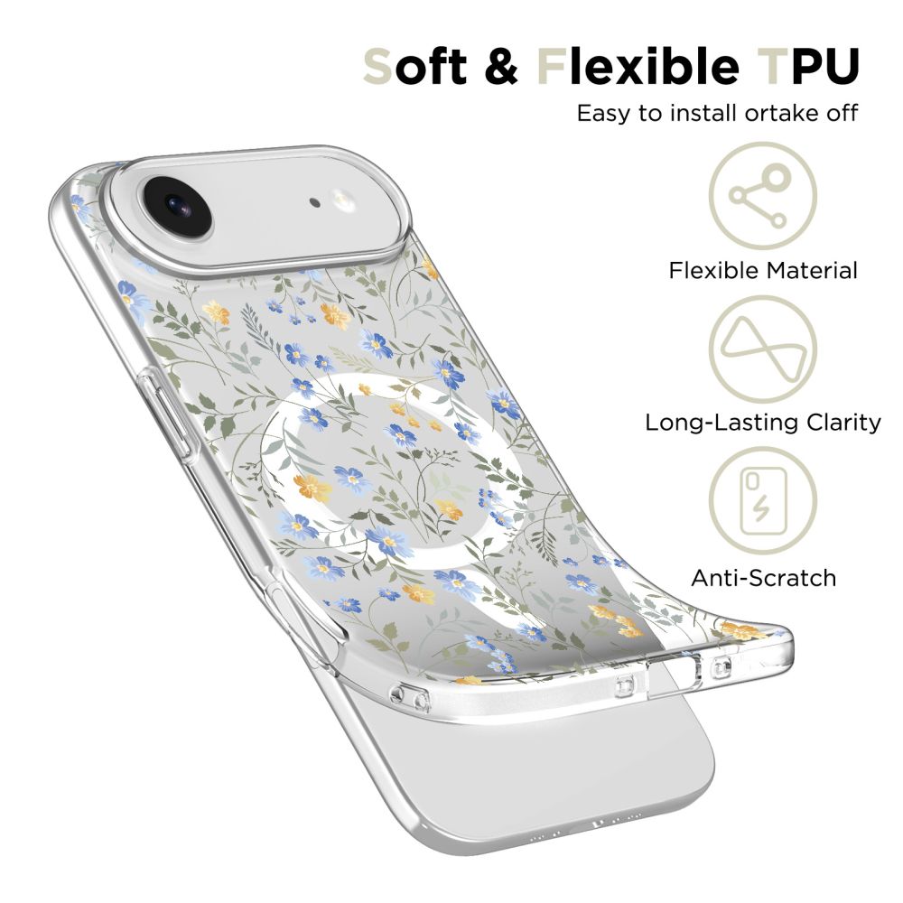 Tech-Protect FlexAir MagSafe Phone Case Cover iPhone 17 Air - Daisies with Leaves (1)