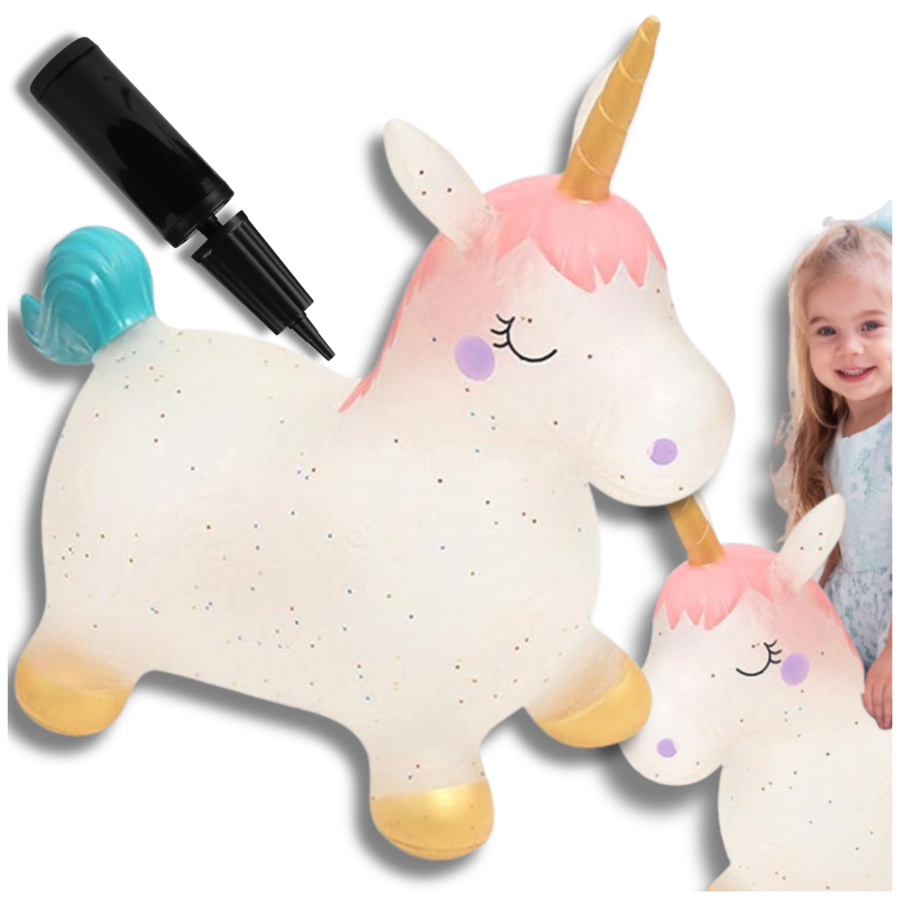 Kids Rubber Bouncing Jumping Inflatable Toy Unicorn (with a pump)