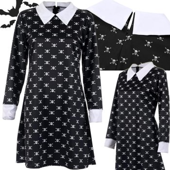 Wednesday Addams Costume for Kids Halloween Dress Up 125-135 cm, Black