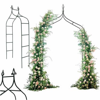 Metal Garden Arch LUARO 265 cm Tall Arbor for Climbing Plants and Roses