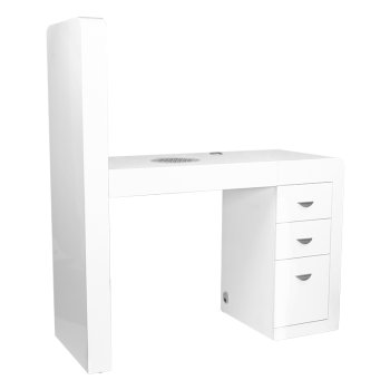 Manicure Table 310 with Cassette Dust Collector and Display, Left, White