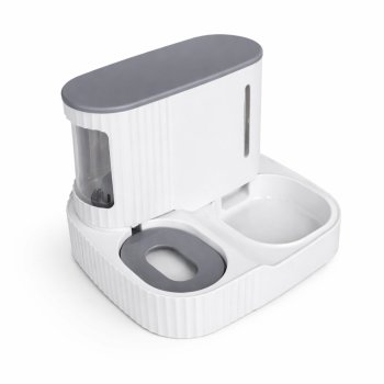 Gravity Pet Feeder and Water Dispenser 2-in-1 for Cats and Dogs, Gray White
