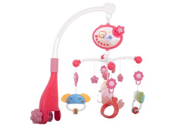 Baby Musical Crib Mobile Projection Toys Rattles + Remote, Pink