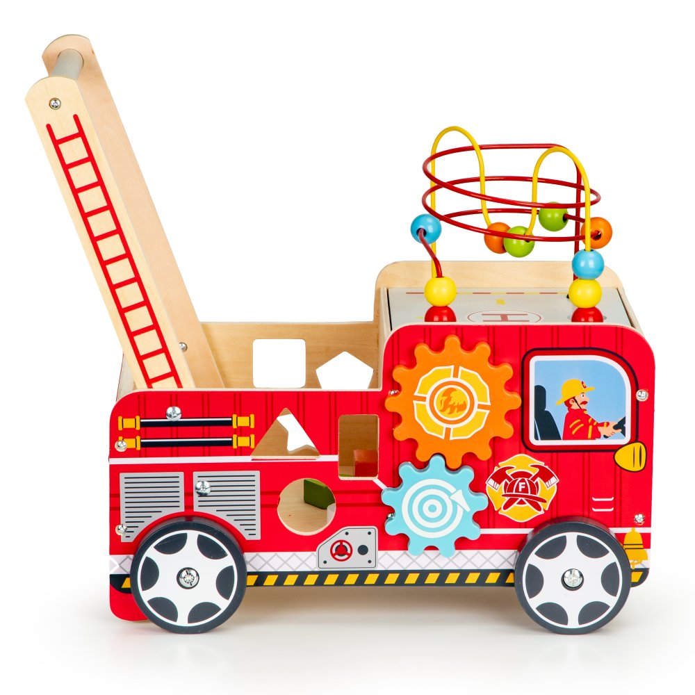 ECOTOYS Wooden Baby Walker and Activity Centre Fire Truck with Blocks (0)