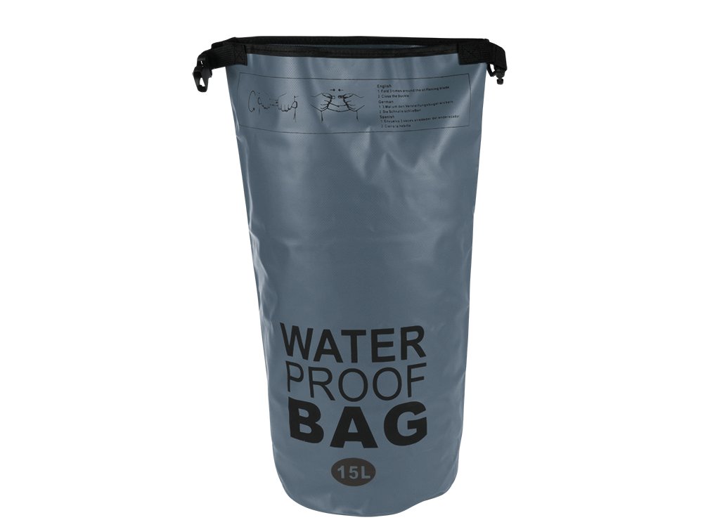 Waterproof dry bag backpack for kayak, 15L, grey (0)