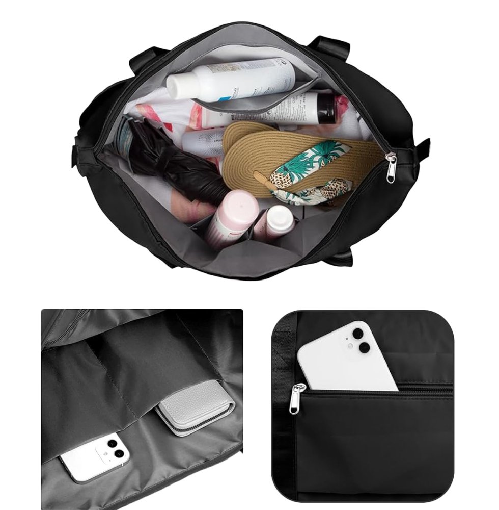 Adjustable Bag for Hiking Camping Canoeing Traveling Beach, Black (3)