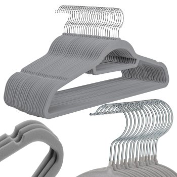 Non-Slip Velvet Clothes Hangers, 20 Pack, Grey