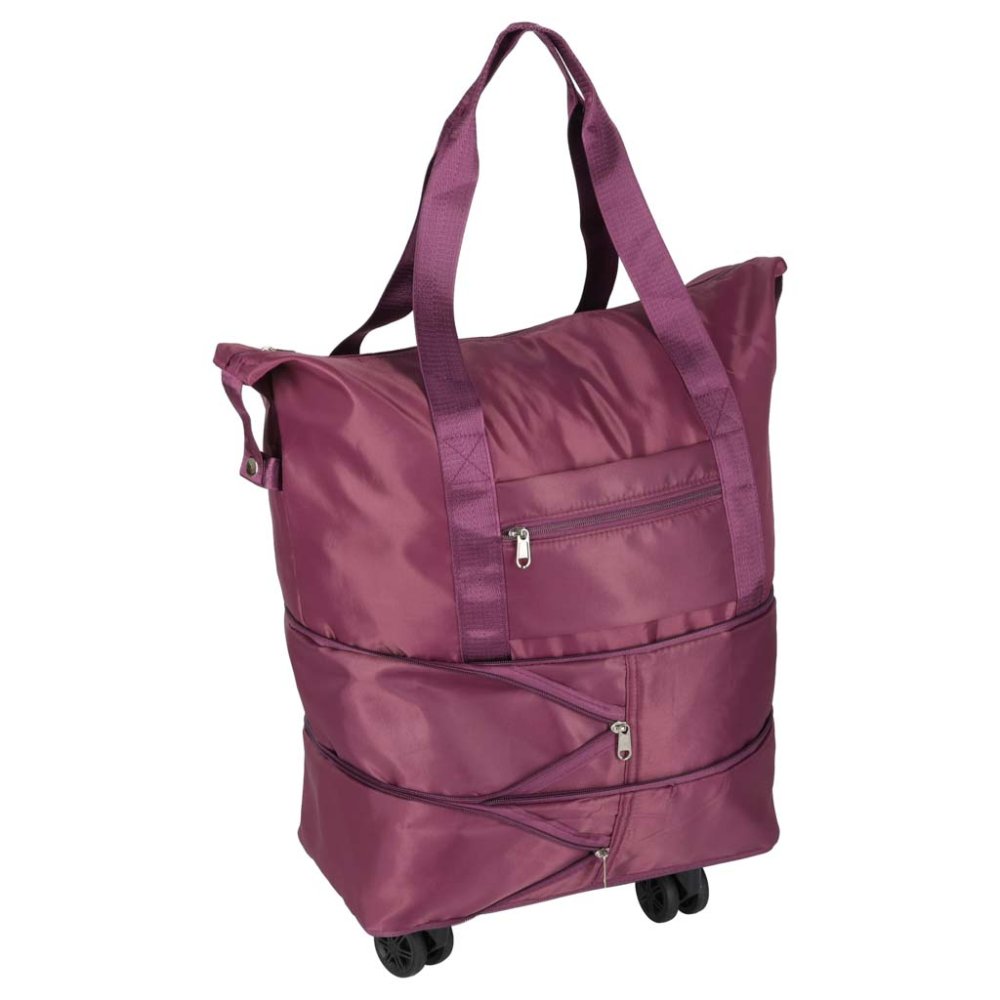 Expandable Foldable Travel Bag with Wheels, Large Duffel, Purple (3)