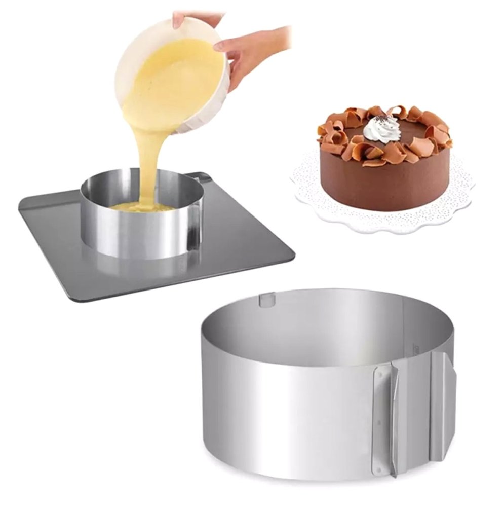 Round Stainless Steel Adjustable Cake Ring Baking Mold, 15 cm (2)