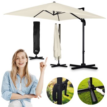 Plonos Foldable Garden Umbrella, 420 cm, Beige