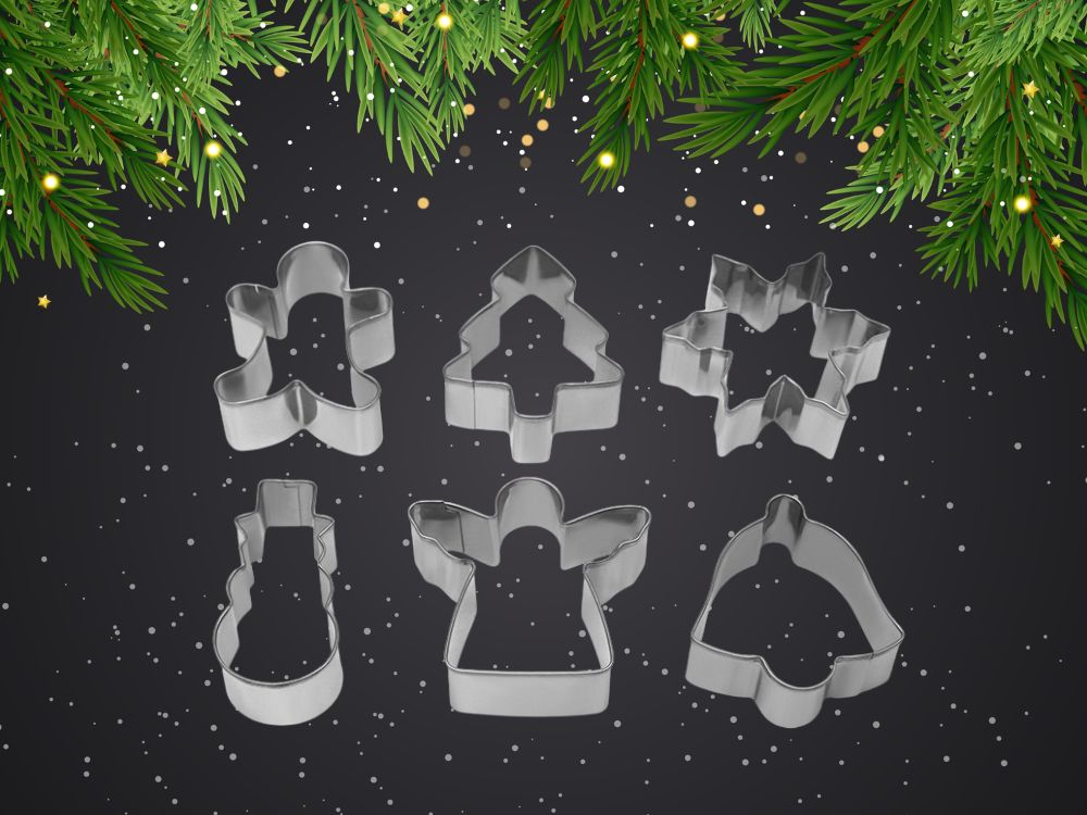 Christmas Cookie Cutter Set, Metal Gingerbread Moulds, 6 pcs. (1)