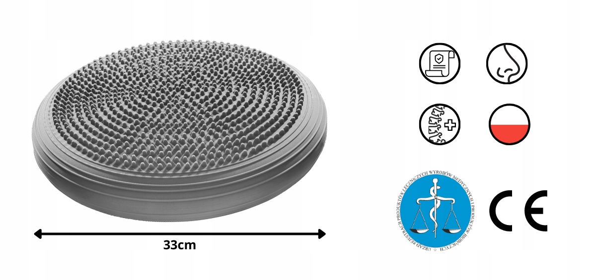 4Fizjo Balance Disc Stability Wobble Cussion Mat Pillow - Gray, 33cm (0)