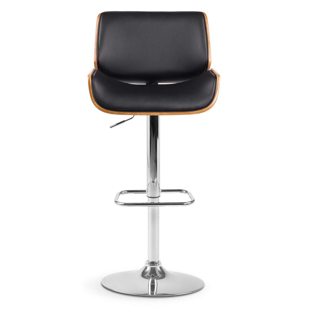 Sofotel Torri Swivel Bar Stool with Walnut Wood Finish, Black (2)