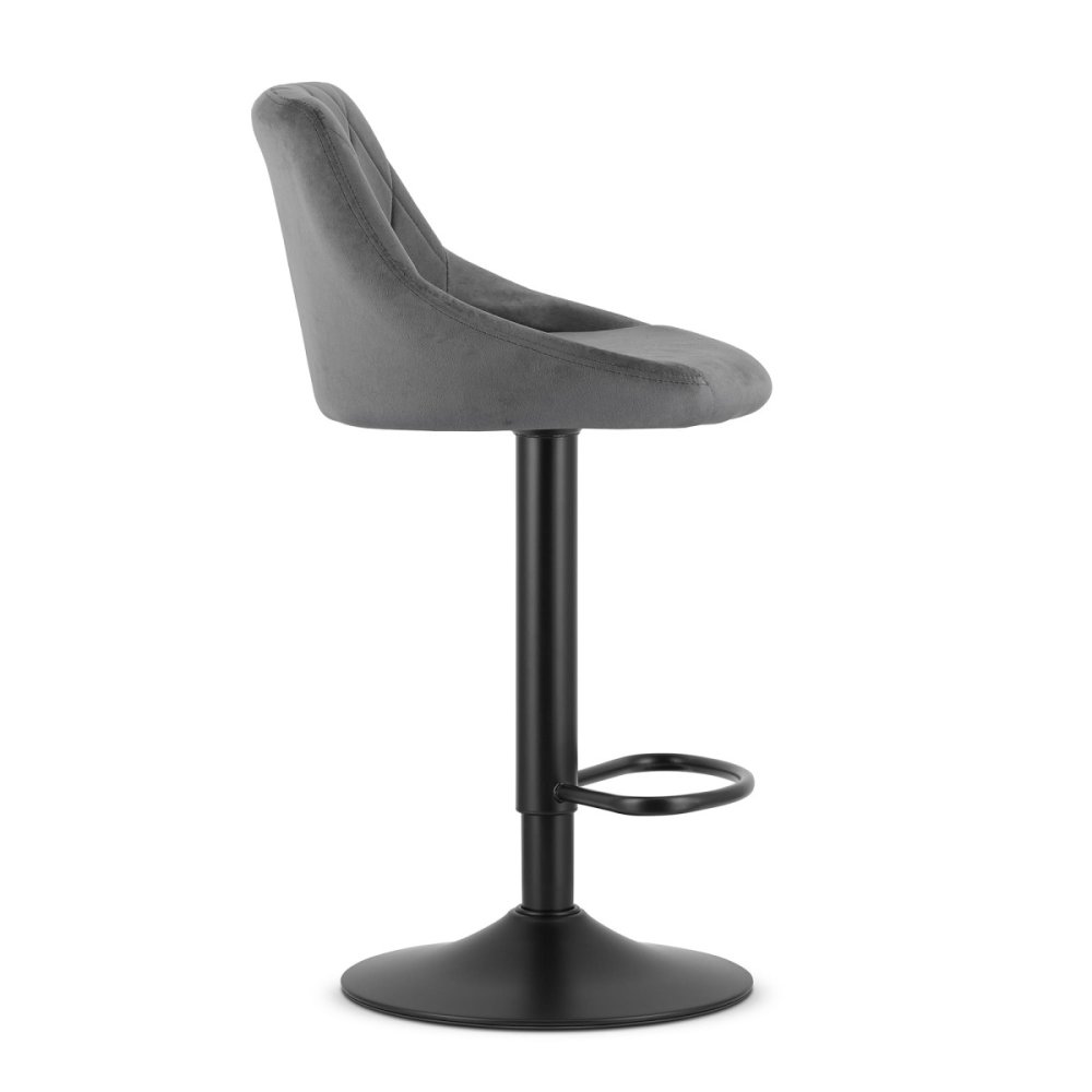 Adjustable Swivel Velvet Bar Stool with Footrest, Grey (0)