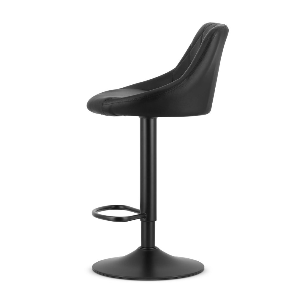 Swivel Bar Stool with Adjustable Height and Footrest, Faux Leather, Black (0)
