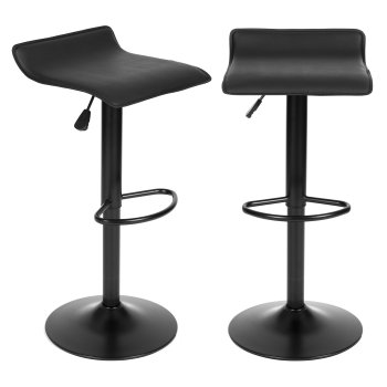 ModernHome Adjustable Bar Stool Swivel Seat Footrest Faux Leather Black