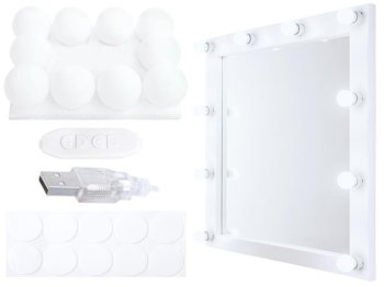 Hollywood Style Vanity Mirror Makeup Dimmable LED Lamps Lights, 10 Pieces