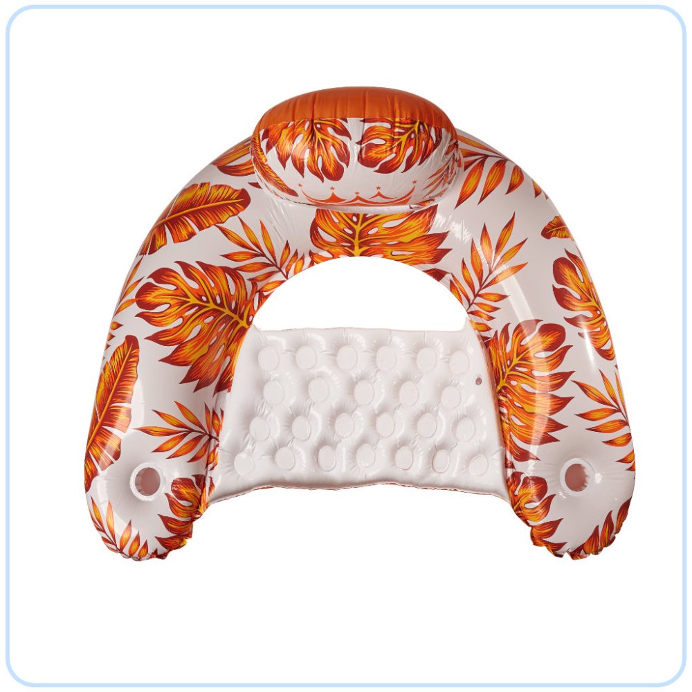 Inflatable Swimming Water Couch Mattress with Bottle Holder, Orange (0)