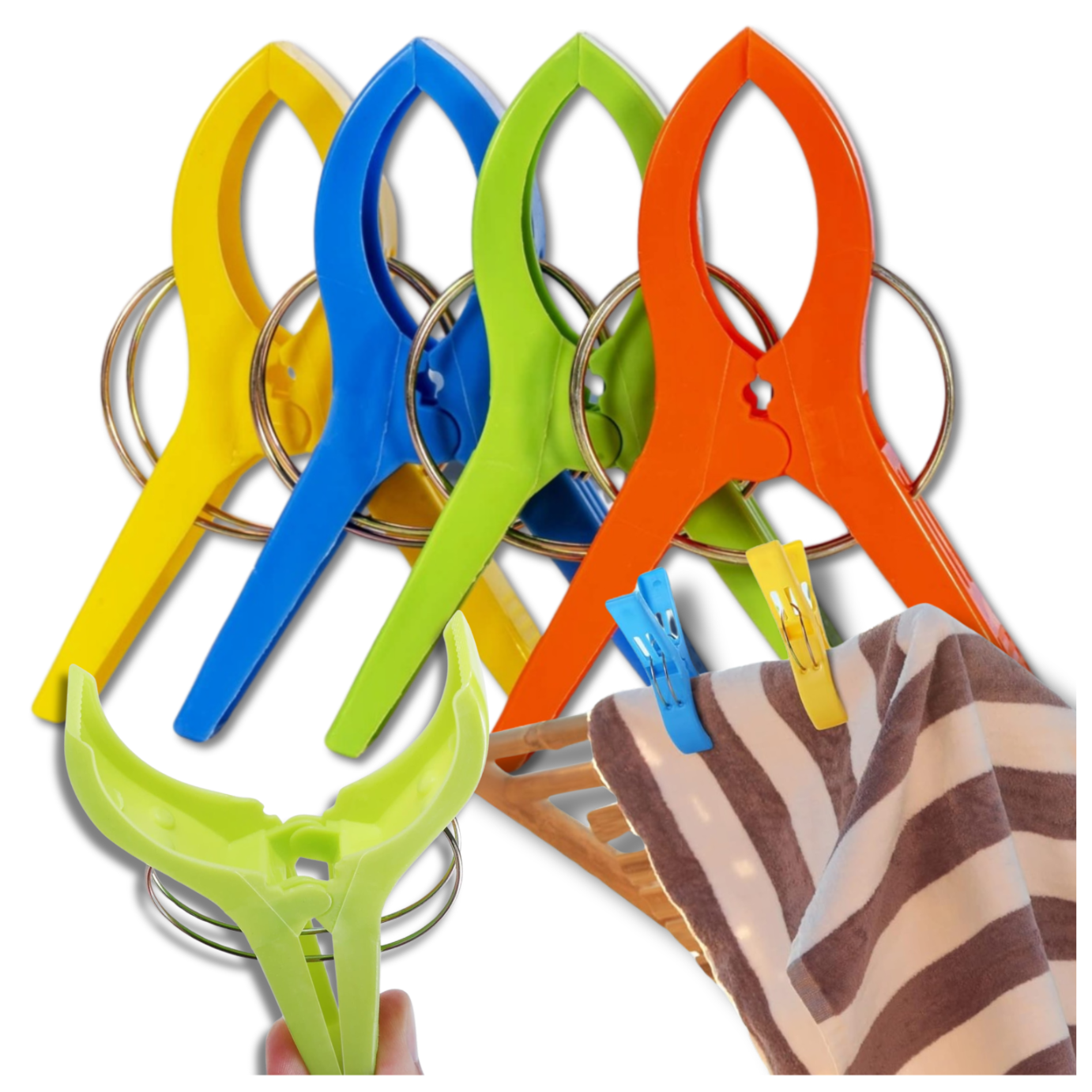 Large Beach Towel Clips for Sun Loungers XXL, Set of 4