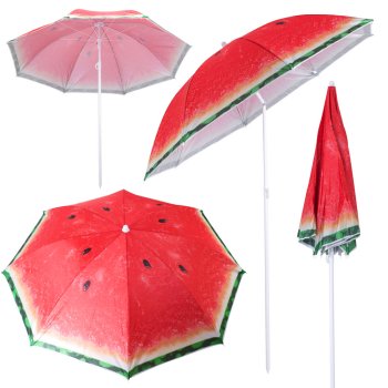 Adjustable Tilting Garden & Beach Umbrella 150cm with UV Protection, Watermelon