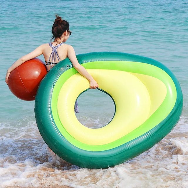 Inflatable Floating Mattress with a Ball Avocado, 150x120 cm (2)