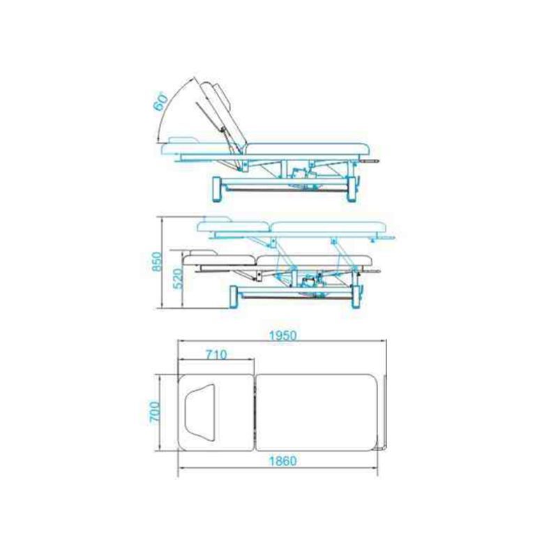 Cosmetic bed, massage couch AZZURRO 684, white (3)