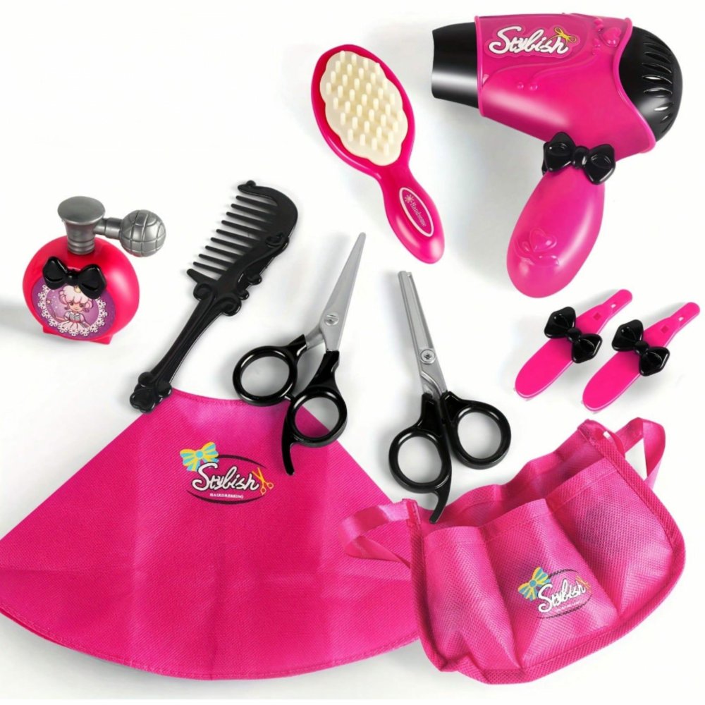 Kids Hair Stylist Toy Set with Working Hair Dryer & Accessories, 11 Pcs (0)