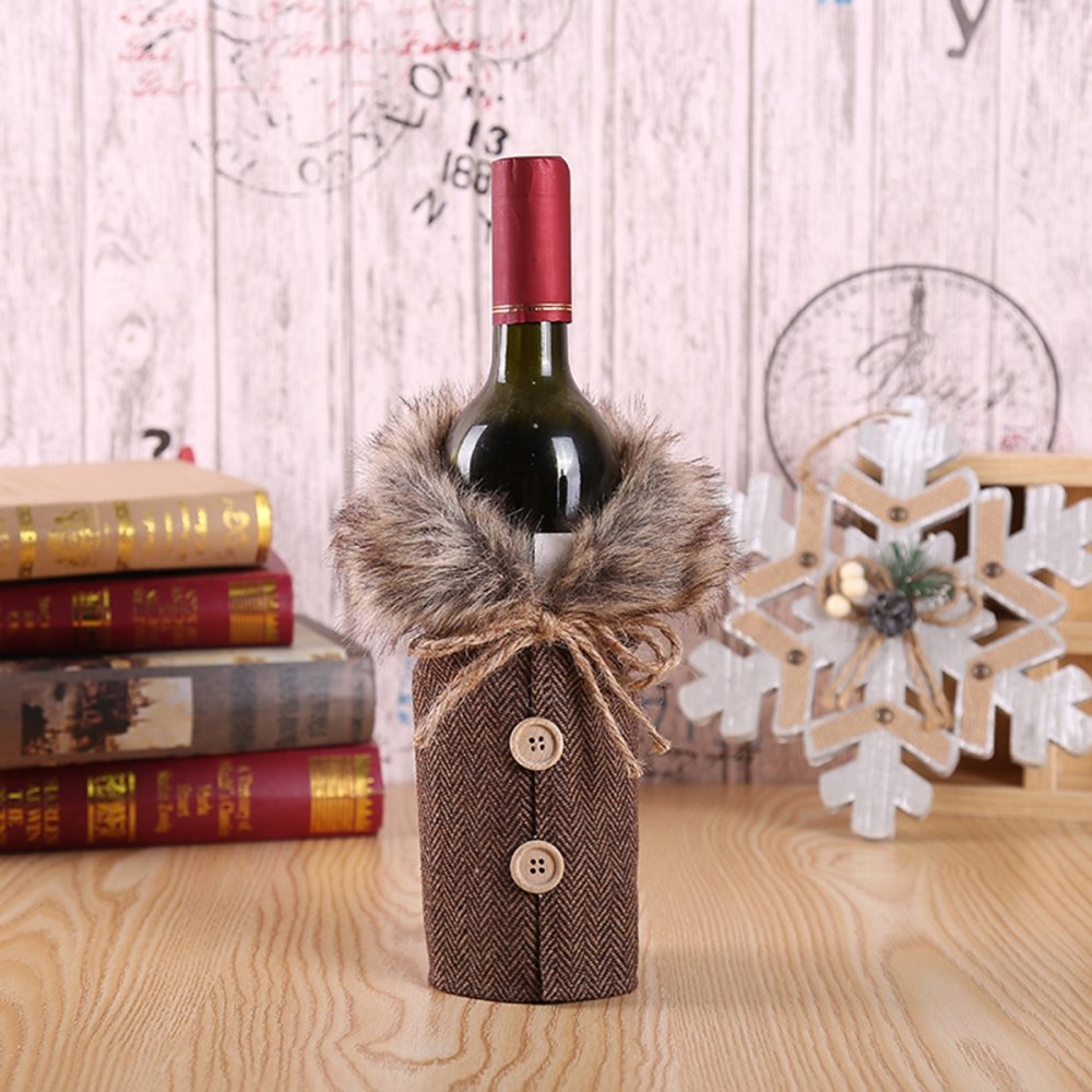 Christmas Wine Bottle Cover Sweater Decoration, Brown (0)