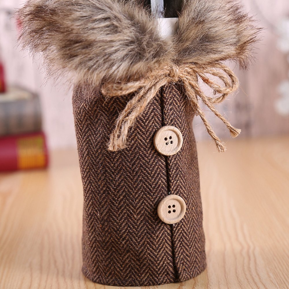 Christmas Wine Bottle Cover Sweater Decoration, Brown (2)