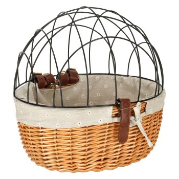 Wicker bike basket with metal grid for pet transport, RALLEX