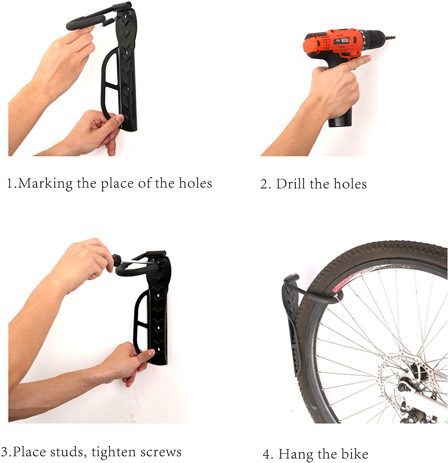 Bicycle Stand Wall Mount, Black (3)