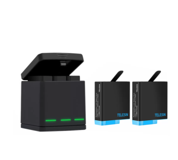 Telesin 3-slot Charger Box for GoPro Hero 8 + 2 Batteries 1220 mAh