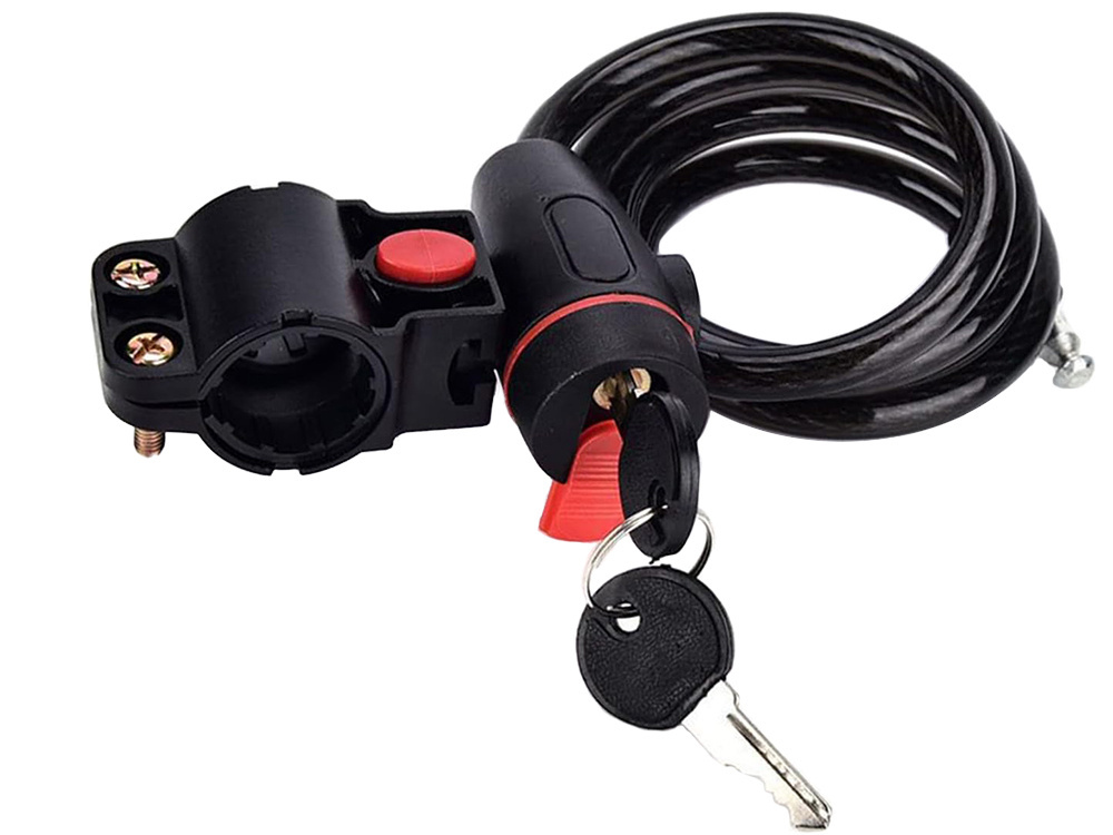 Bike Lock with Key – Strong Steel Cable Security, Black (2)