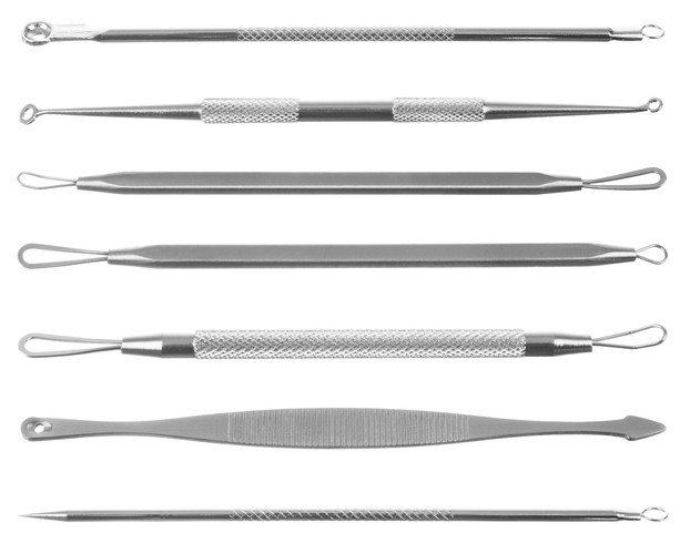 Tools Spoon UNO Vidal Loop for Cleaning the Face, Removing Blackheads and Comedones, 7 pcs. + Case (7)