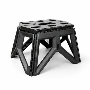 Folding Stool Portable Step Stool for Home Garden and Camping, Black