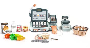 Kids Toy Cash Register with Scanner, Play Food and Sound Effects