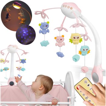 Carousel for Baby Crib with Projector RK-813, Pink