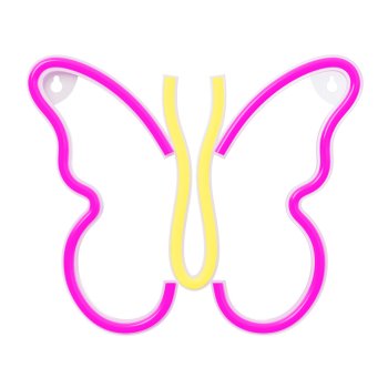 Butterfly LED Neon Sign Wall Decor Light, USB Powered Lamp for Bedroom, Pink
