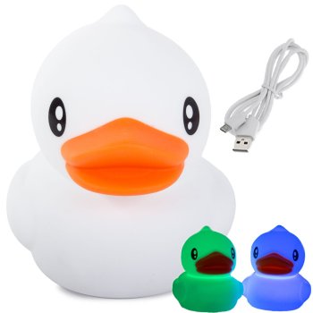 USB Charging Kids Silicone LED RGB Light Bedside Night Lamp, Duck