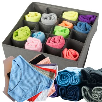 Drawer Organizer for Underwear and Socks, Closet Divider with 20 Compartments, Grey