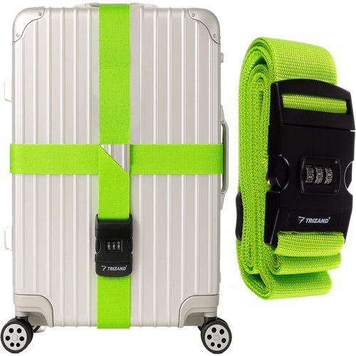 Adjustable Luggage Strap with Combination Lock Trizand 25812, 3.9 m, Bright Green (0)