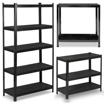 Heavy Duty Metal Shelving Unit Humberg HR-851, 180 x 90 x 40 cm, Black