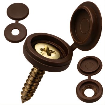 Screw Covers 100 Pack Hinged Snap Caps for Furniture Screws, Brown
