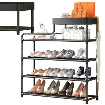 5-Tier Shoe Rack Metal Shoe Organizer Storage Shelf for Entryway Closet, Black