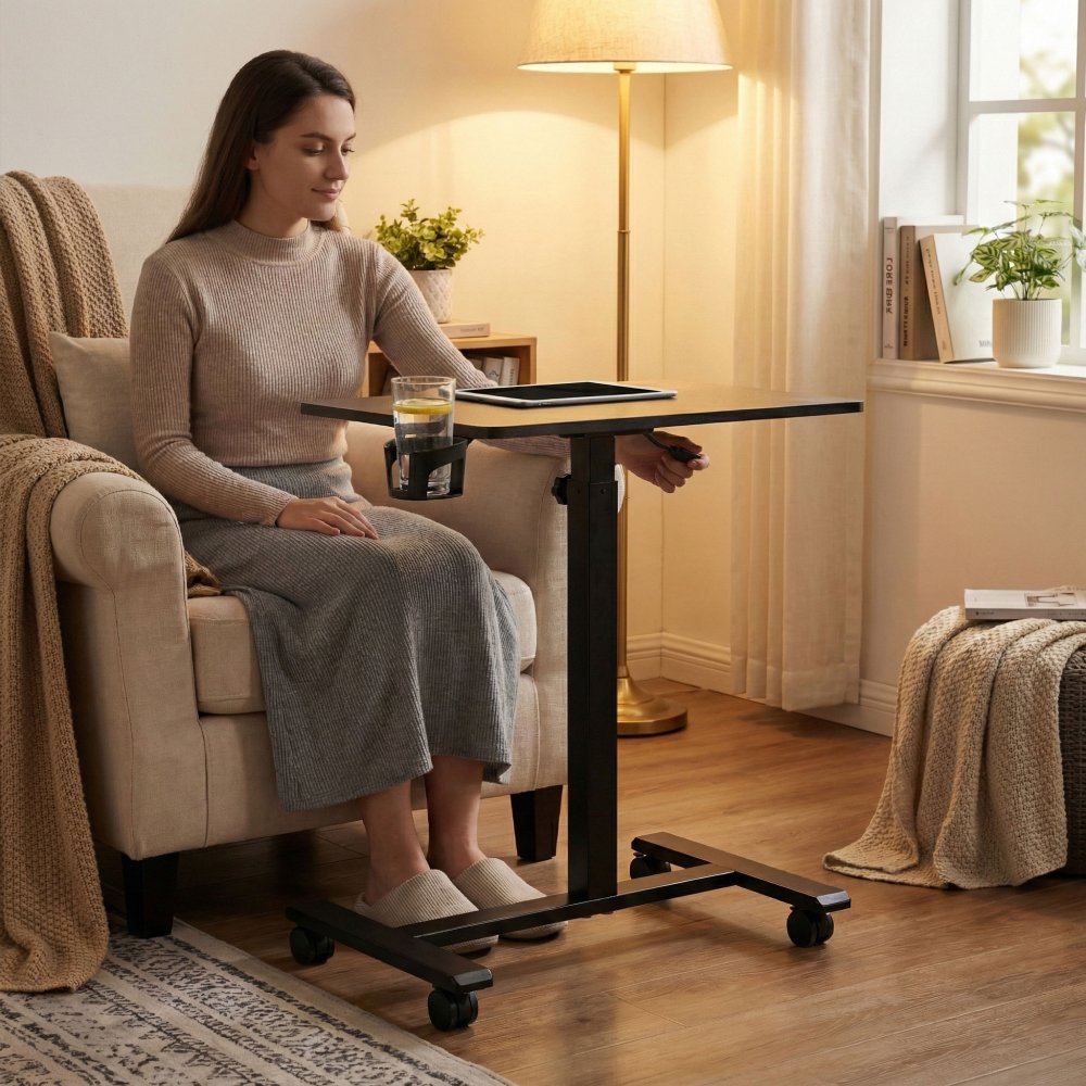Adjustable Height Mobile Standing Desk 70x48 cm for Laptop ModernHome, black (1)
