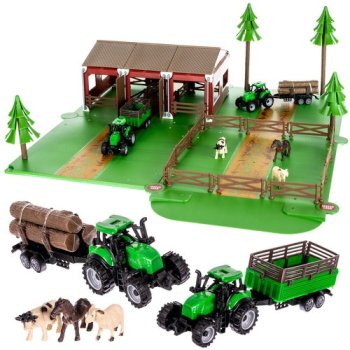 Farm Playset with Animals and 2 Tractors 102 Pieces 22404