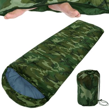 Mummy sleeping bag with hood, warm, camouflage