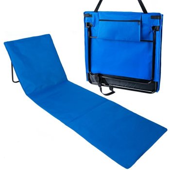 Folding Beach Mat Lounger with Backrest and Carry Bag, Green